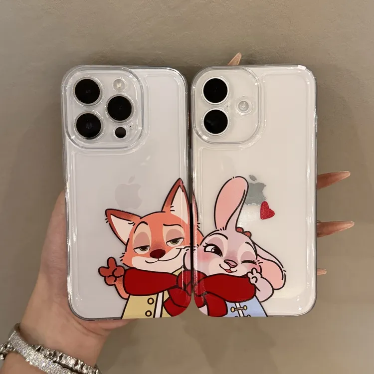 尼克朱迪贴贴适用苹果16promax情侣手机壳15太空壳小米华为14防摔