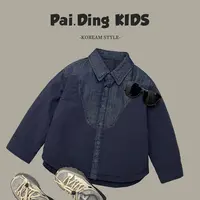 秋冬装儿童韩版时尚个性剪裁拼接加厚保暖翻领衬衫外套SJ4734-DK1