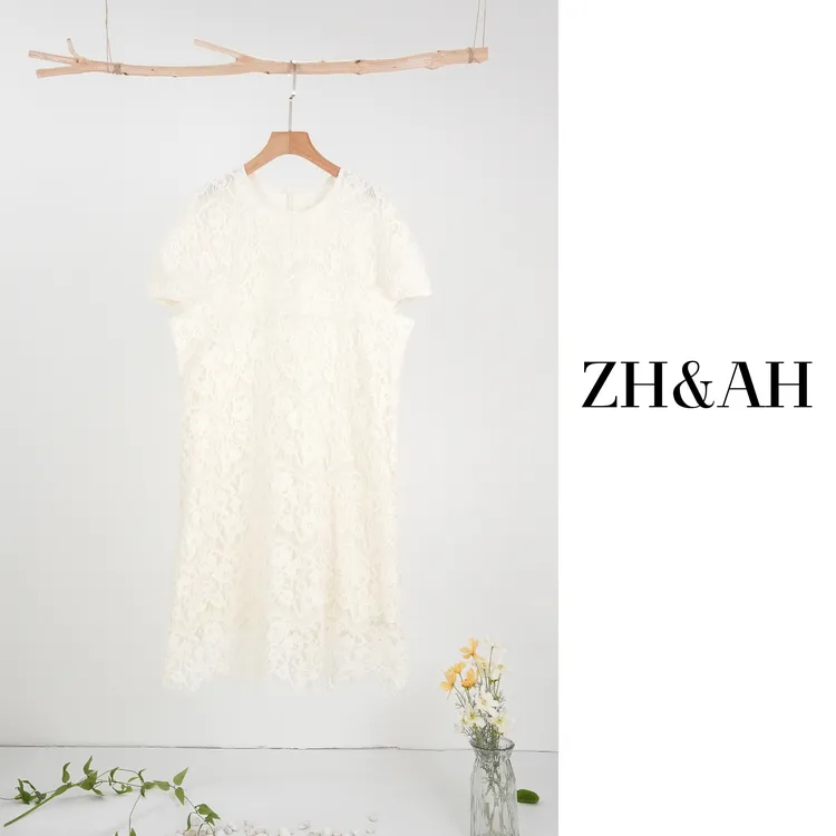 ZH&AH【金粉世家】夏季新款时尚气质百搭温柔风孕期通勤蕾丝连衣裙