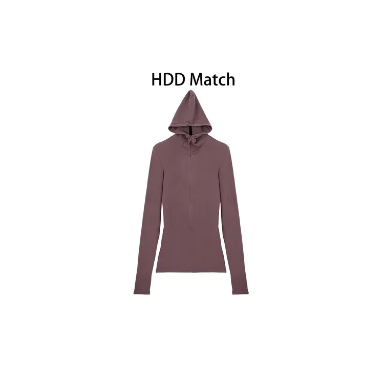 HDD- "修身气质" 莱赛尔+羊毛 女款连帽长款设计修身打底T恤Y9694