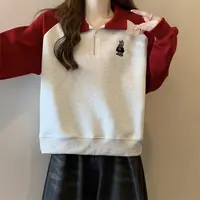 大码秋冬季加绒加厚连帽卫衣女胖妹妹韩系慵懒风Polo衫上衣13221