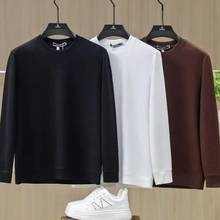 【VanJazny】新款高端男士时尚字母提花圆领长袖卫衣88811