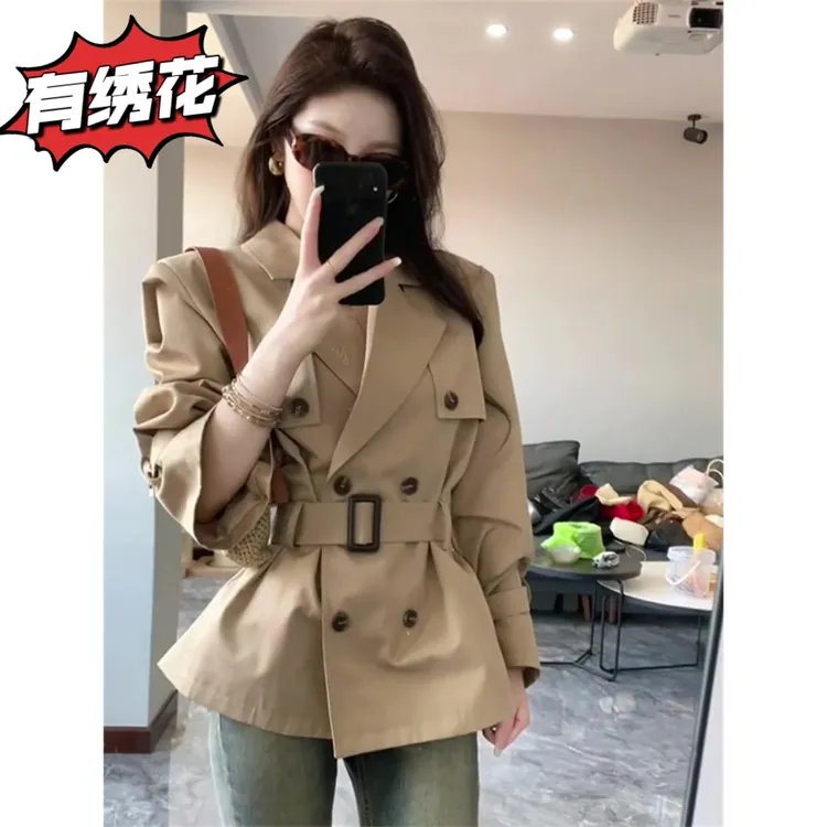 英伦风卡其色气质韩版风衣休闲外套女春秋季新款小个子大衣短款