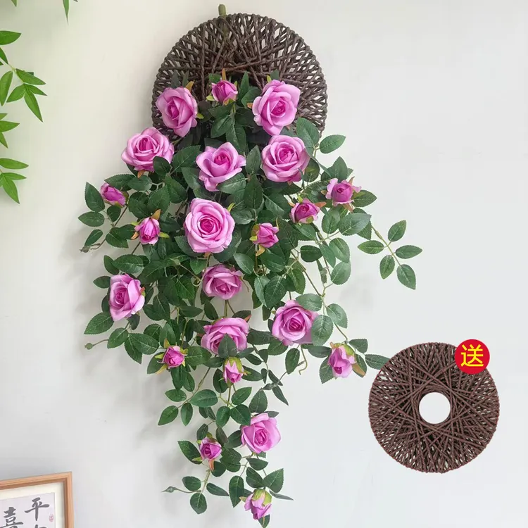 【送飞盘】仿真星雨墙面壁挂装饰花吊兰客厅室内阳台墙面装饰花假花