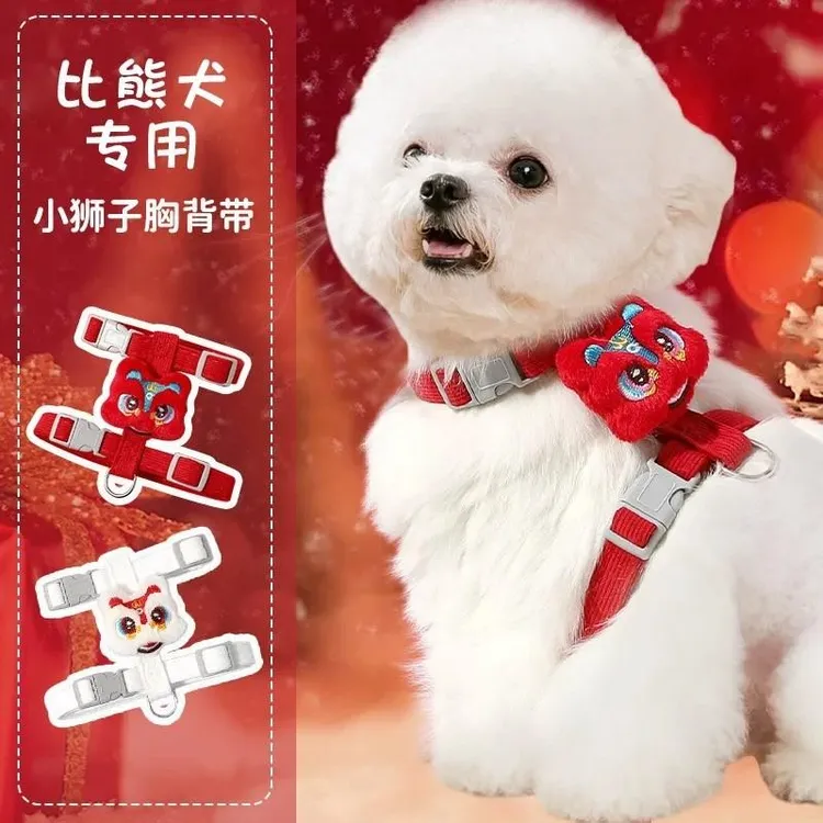 中国风过年宠物牵引绳工字型猫咪牵引绳过年牵引绳