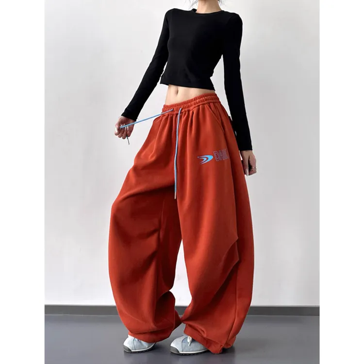 美式复古休闲裤女2025秋季新款宽松显瘦百搭直筒阔腿运动裤潮舞蹈