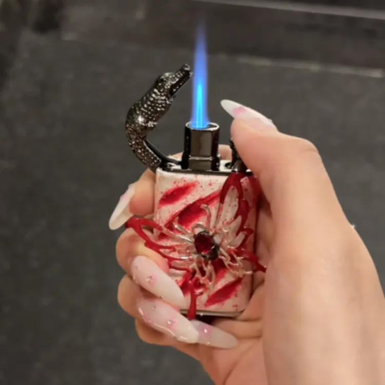 手作双火头金属机身可充气高颜值打火机礼物手持式充气打火机