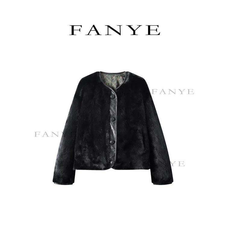 FANYE 2025冬季新款重磅两面穿提花水貂外套86788