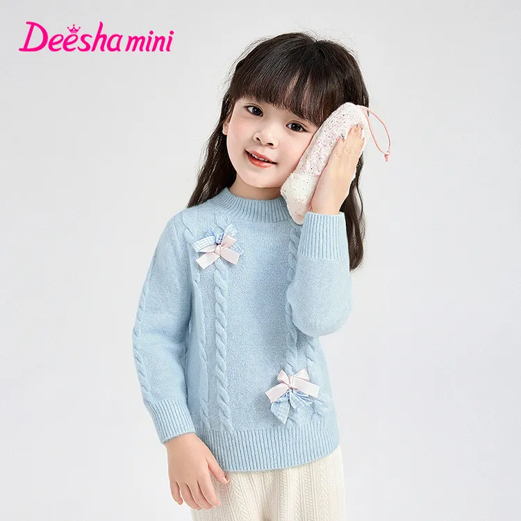 笛莎女宝毛衣秋冬儿童衣服时尚蝴蝶结羊毛衫舒适保暖-332555512