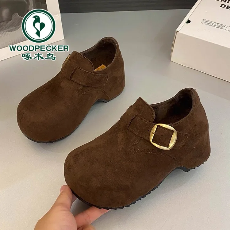 啄木鸟2025新款7CM加绒保暖勃肯鞋女爆款秋冬季百搭时尚气质女鞋