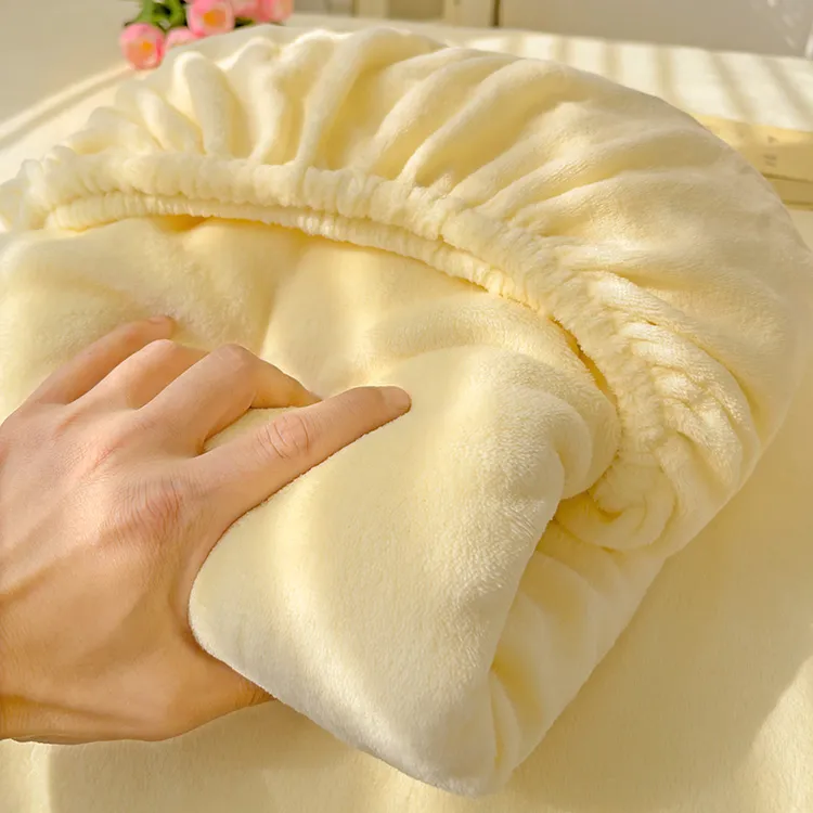 奶油风加厚牛奶绒床笠单件冬季加绒床罩单人宿舍学生珊瑚绒床垫套