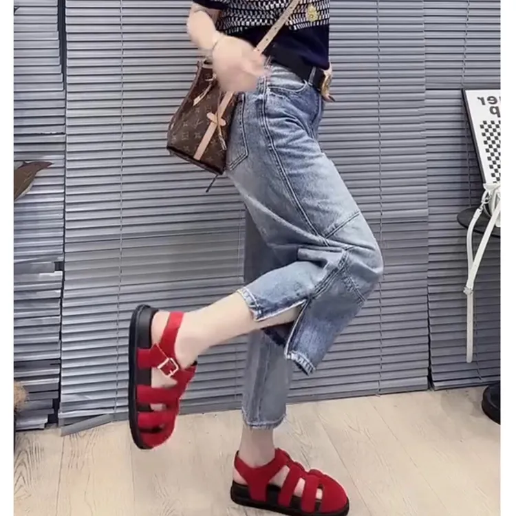 牛仔裤女2025年夏季新款裤子显瘦高腰小个子八分裤时尚直筒阔腿裤