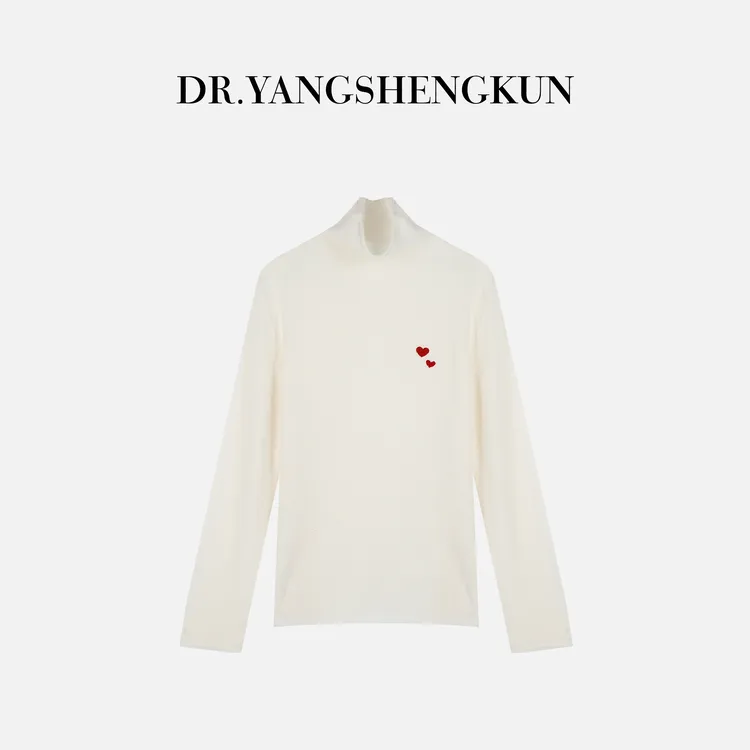 杨圣坤2025冬季新品100%山羊绒爱心高领纯色长袖打底衫ES25102242