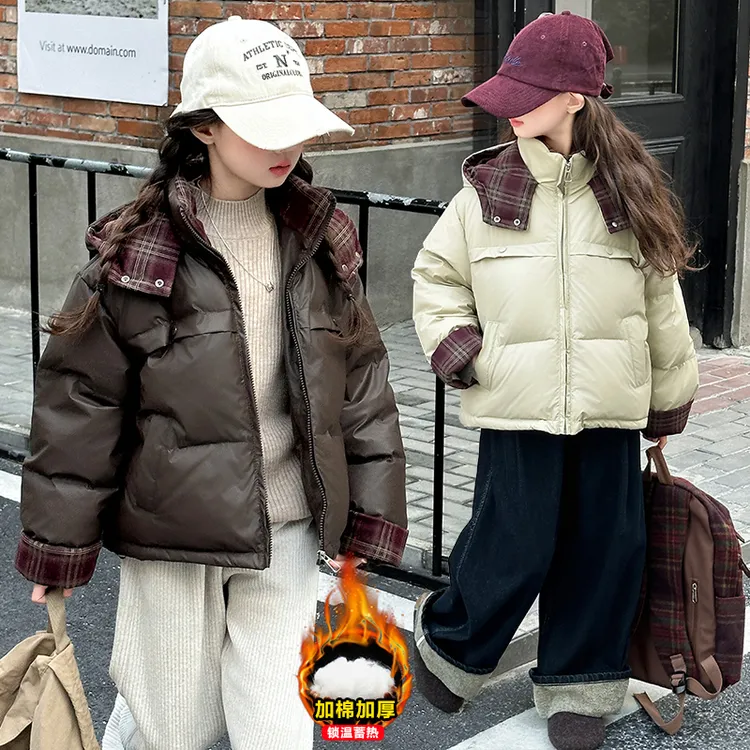 女童冬款加厚棉服洋气中大童6-12岁冬季新款韩版百搭免洗保暖棉袄