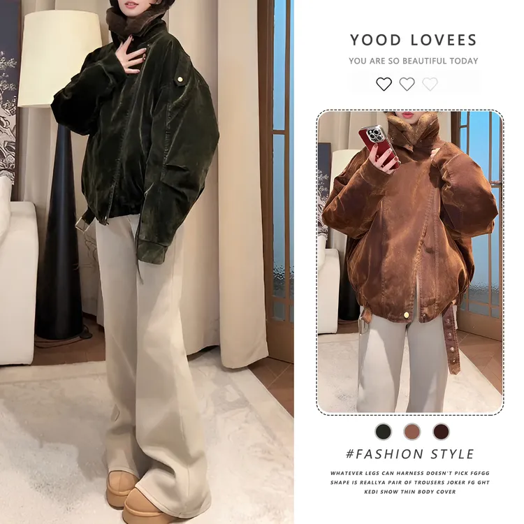 咖色美拉德设计感工装外套女2025秋冬季韩系气质保暖慵懒风外套潮