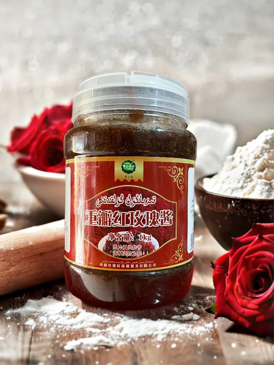 重瓣红玫瑰花酱قىزىلگۇل گۇلقەنتى