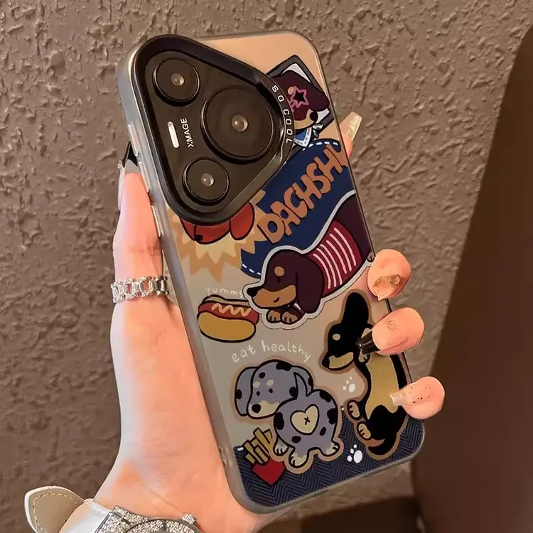 拼接腊肠狗适用华为pura80pro新款卡通pura70手机壳p80高级感p60