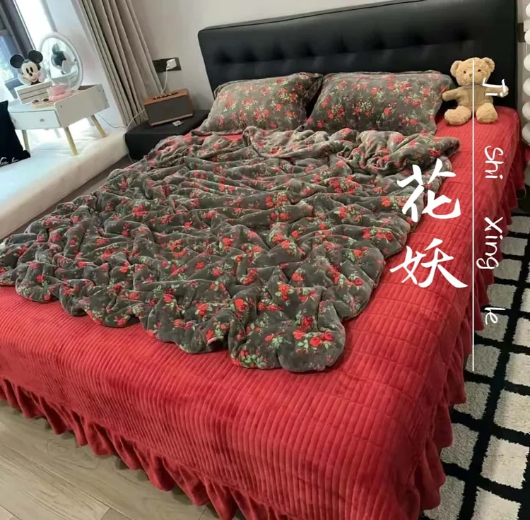 【主播推荐】-A类牛奶绒床盖款四件套双面绒被套款套件