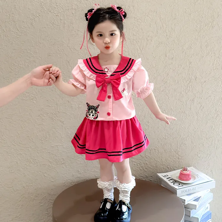 女宝宝夏装学院风套装可爱超萌儿童衣服独特洋气时髦女童公主裙子