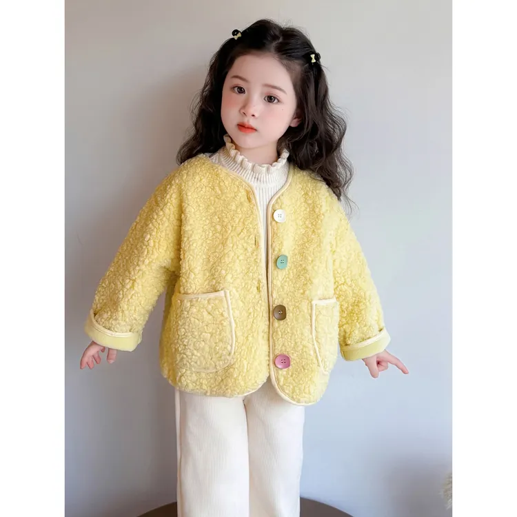 女童毛毛衣外套秋冬季2025新款儿童洋气时尚保暖皮毛一体冬装上衣