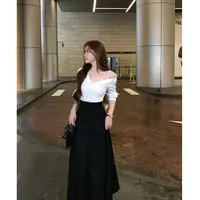 SZA【许我耀眼第一集】秋季新款韩系露肩吊带长袖衬衫A-2253