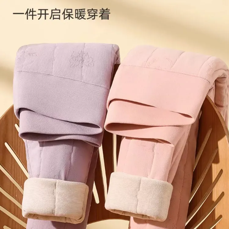 女士100%绵羊毛填充羊毛裤高腰内穿秋冬加绒加厚保暖防寒打底棉裤