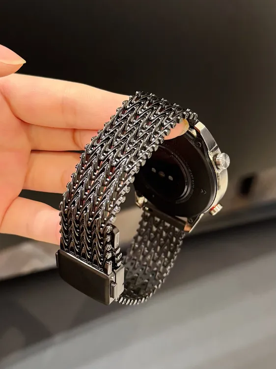 磁吸卡扣适用华为GT5pro手表表带GT4透气金属watch3钢带GT2磁吸