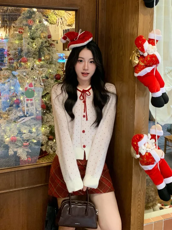 小个子一套入冬氛围感圣诞气质高级感穿搭毛衣裙子套装新年战袍女