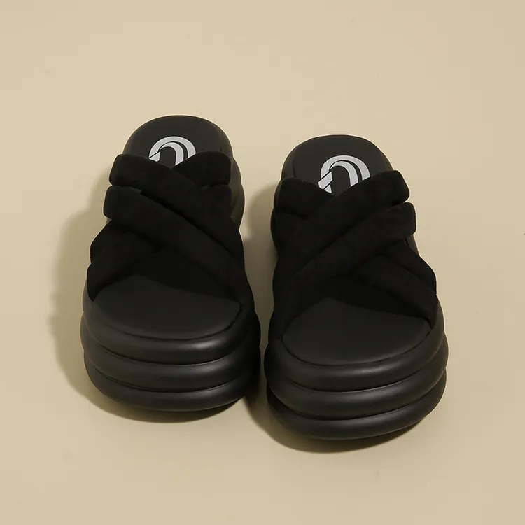 凉靴女女时尚韩版外穿拖鞋百搭夏季凉拖鞋一字新款厚底松糕网红