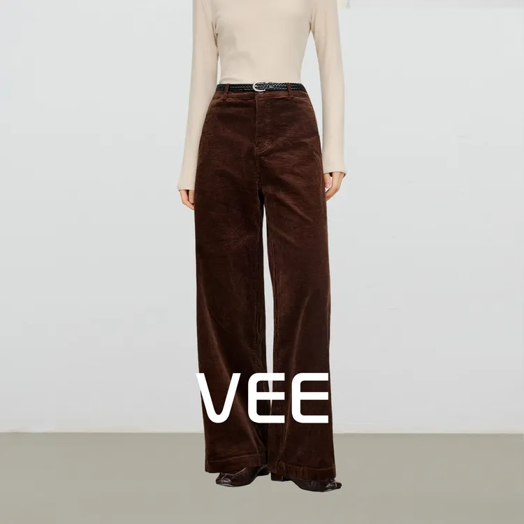 VEE【老派电影】新款灯芯绒条绒复古时髦阔腿直筒裤