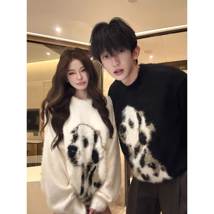 情侣装秋冬2025新款ins超火毛衣男女韩版宽松法式针织衫外套潮牌