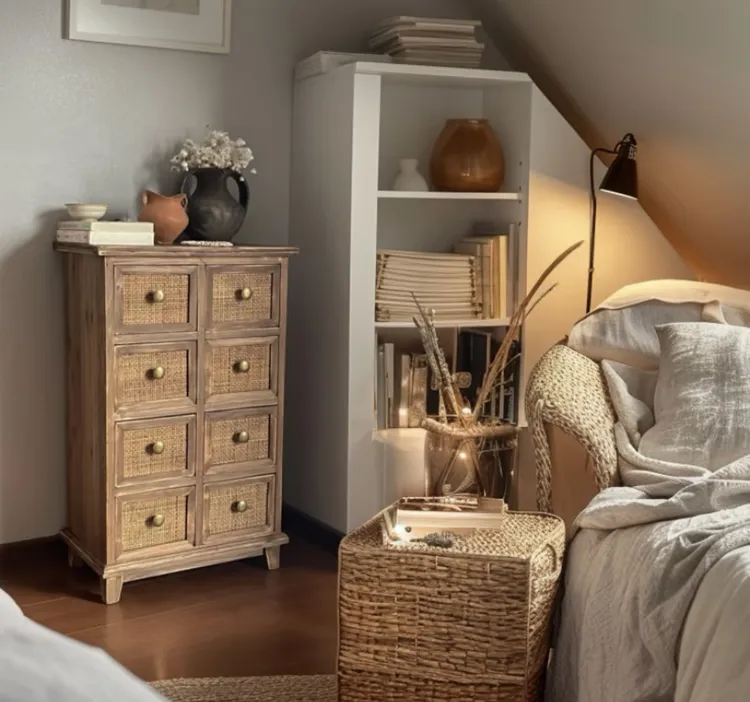 实木八格柜收纳柜中古风复古田园风置物柜民宿客厅家居落地绿植