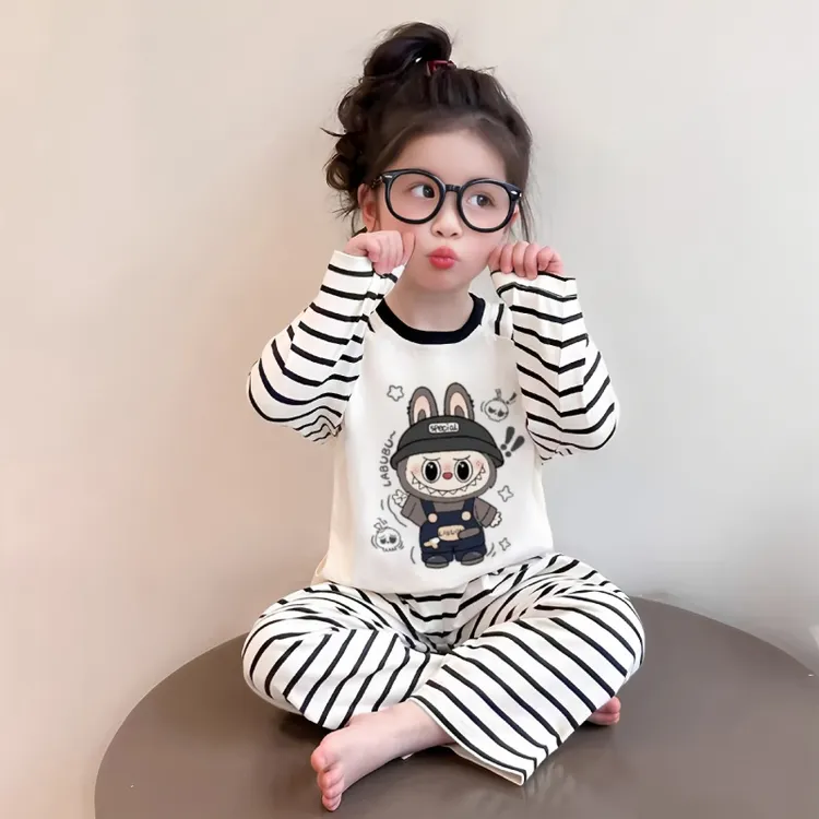 儿童睡衣拉布布女童春秋款长袖长裤宝宝小女孩家居服套装2025新款