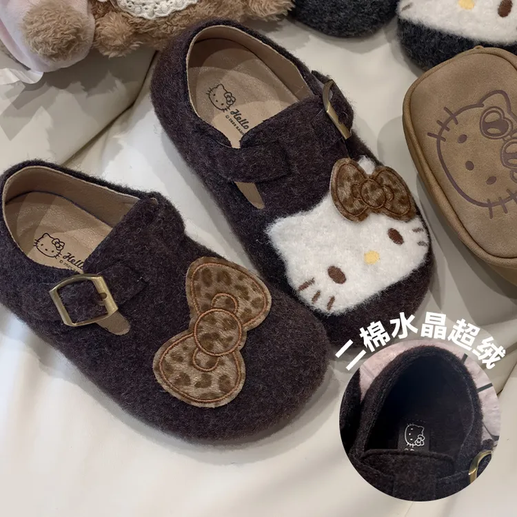 HELLO KITTY/凯蒂猫25秋冬女童防滑时尚百搭亲子款勃肯鞋女小皮鞋