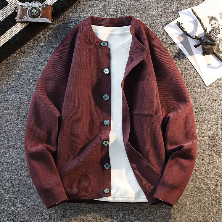 男士重磅针织开衫外套2025秋季新款青年韩版潮流休闲百搭针织毛衣