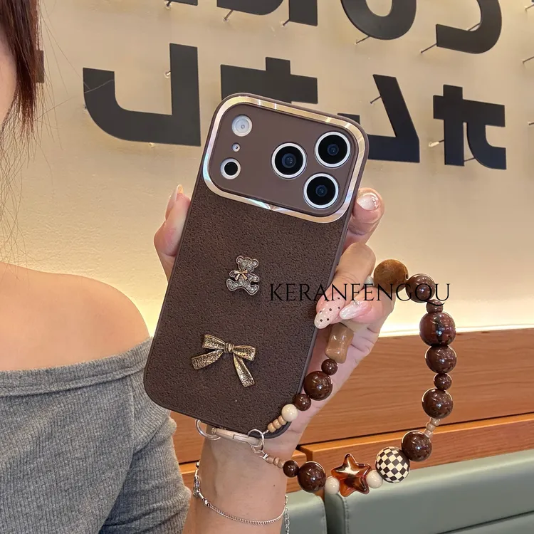 复古蝴蝶结气质小熊适用苹果17promax/16全包15防摔手机壳女款