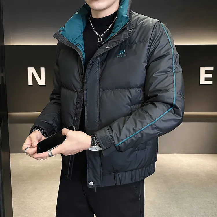 男士羽绒服冬季保暖外套立领时尚休闲短款韩版帅气男装加厚白鸭绒