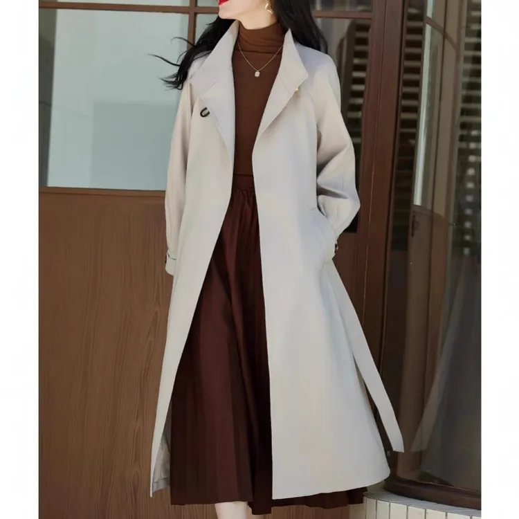 感风衣女中长款新款冬季感气质英伦风时尚高领外套潮
