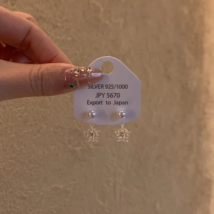 合金锆石耳饰 雪花落下！氛围感两戴耳钉女秋冬轻奢简约高级感耳饰