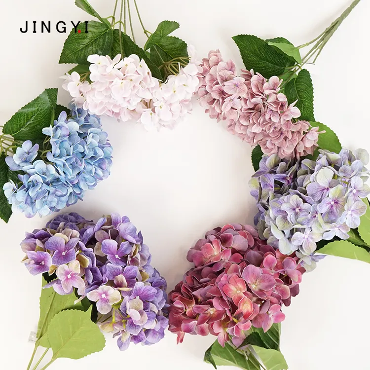 田园真绣球花手感花束客厅摆设婚礼装饰假花