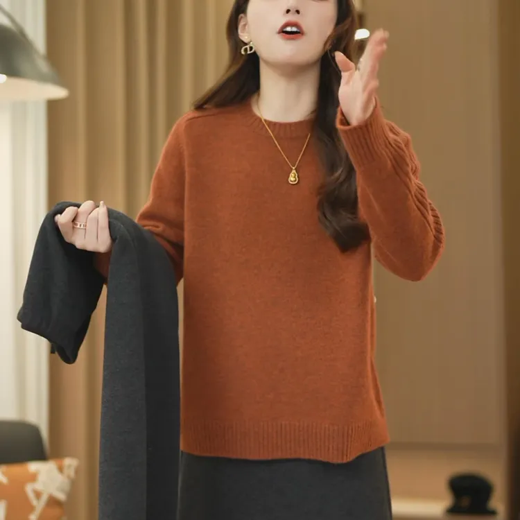 秋冬慵懒风套头毛衣女士软糯时尚显瘦内搭减龄洋气打底针织衫上衣