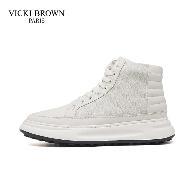 VICKI BROWN高帮男鞋时尚软底舒适百搭潮流增高运动鞋休闲男鞋