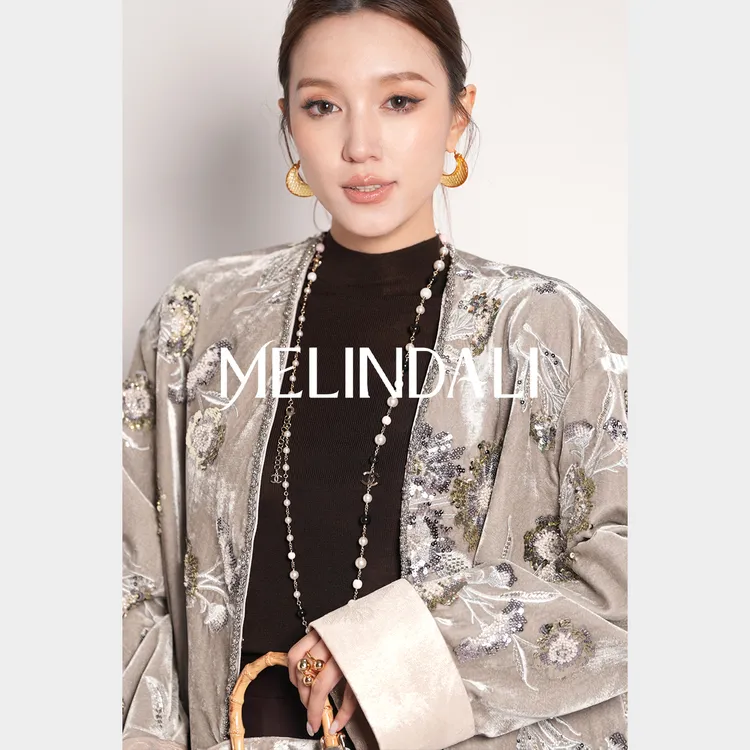 Melinda Li【紫木兰】新中式重工木兰珠花绣桑蚕丝丝绒优雅国风外套