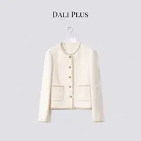 DALI PLUS秋季新款 奢感质感羊毛白金链条小香风外套-D5TY0103