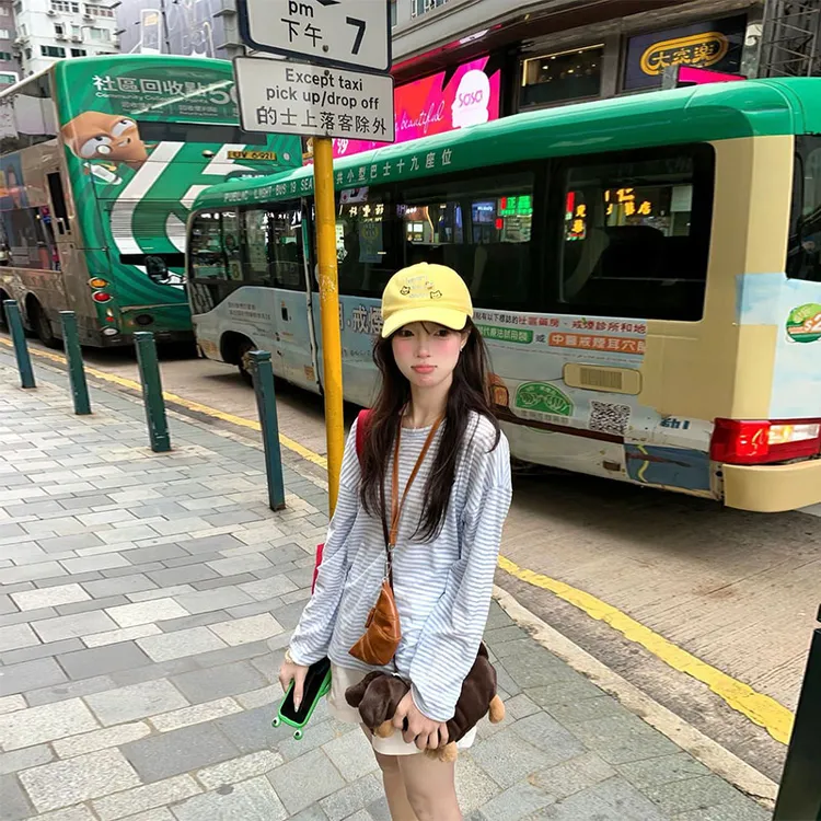 海边度假风！韩系蓝白条纹长袖T恤女夏季设计感宽松防晒罩衫上衣