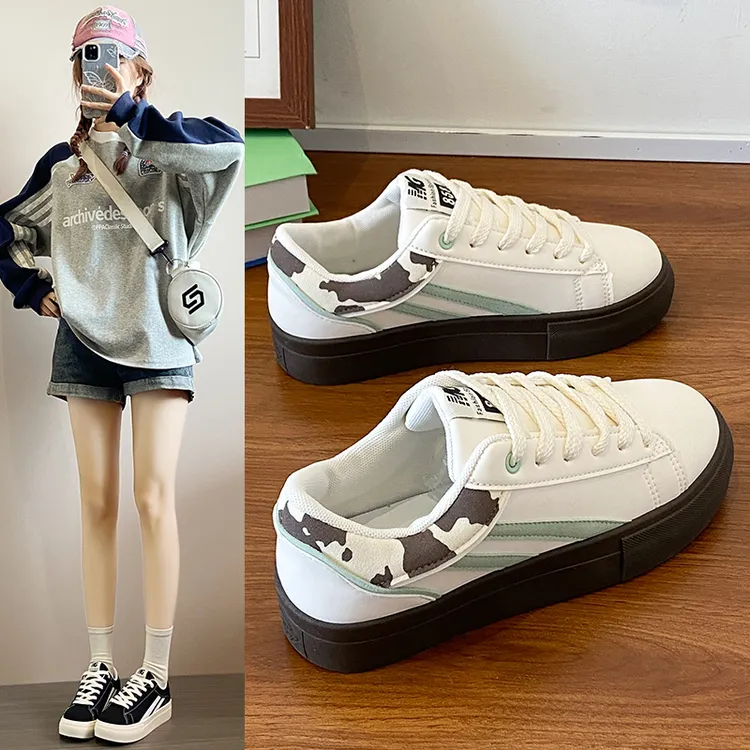 春季女鞋春秋防滑韩版胶粘鞋子小白鞋厚底休闲板鞋运动鞋板鞋学生