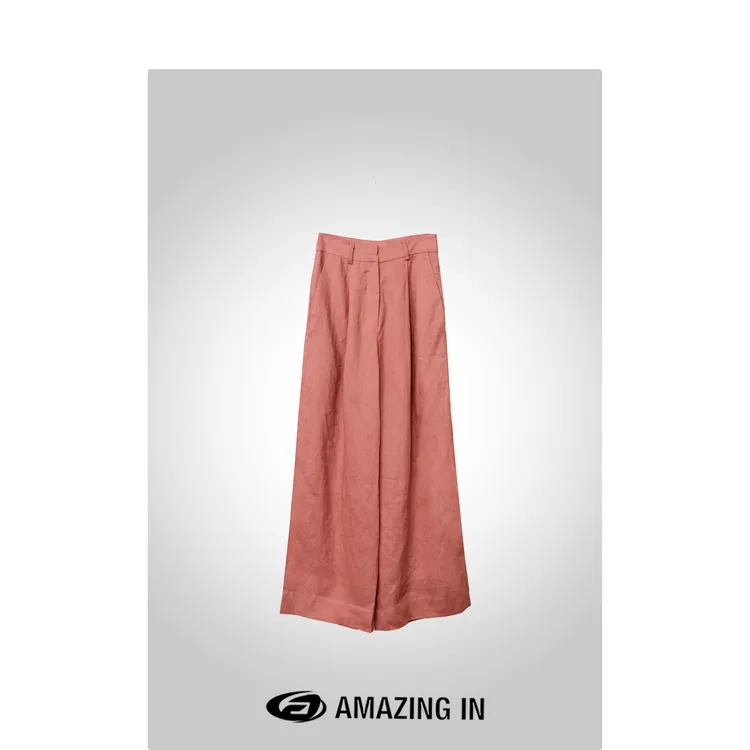 AMAZING IN “忘忧”100亚麻纯色简约阔腿休闲裤A240527-XZ-B2-1