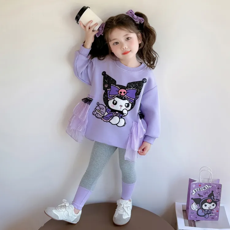 女小童库洛米卫衣套装女童春秋儿童洋气衣服秋装宝宝打底裤两件套