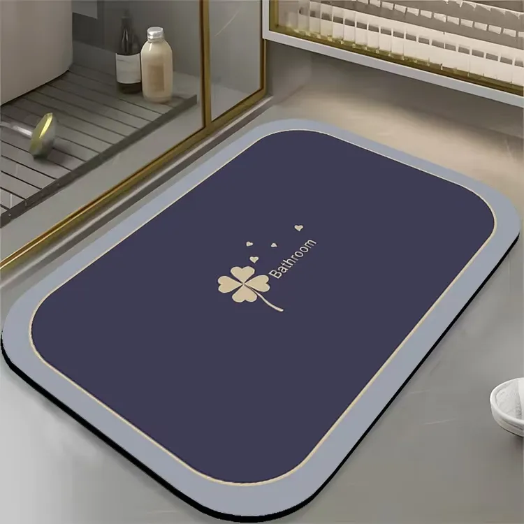 俏虎四叶草吸水脚垫家用简约厕所浴室地垫速干防滑卫生间橡胶门垫商品图