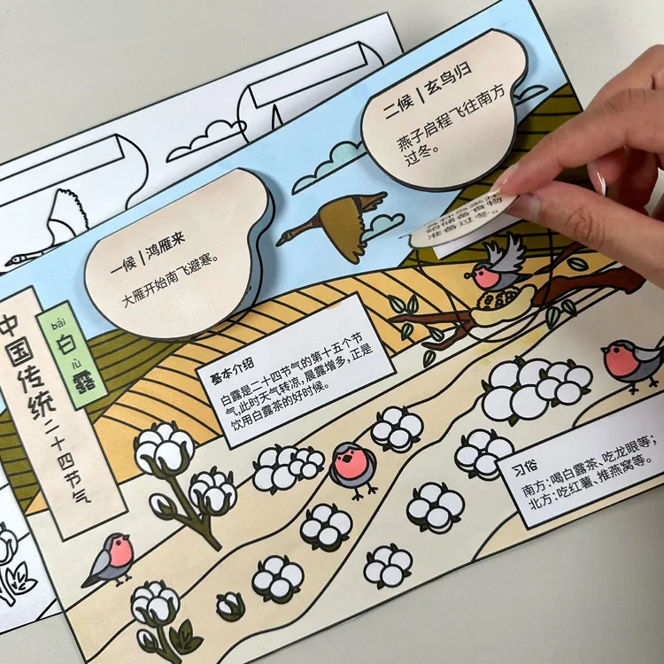 【原创】二十四节气之白露立体手抄报素材|电子版PDF|无实物发货